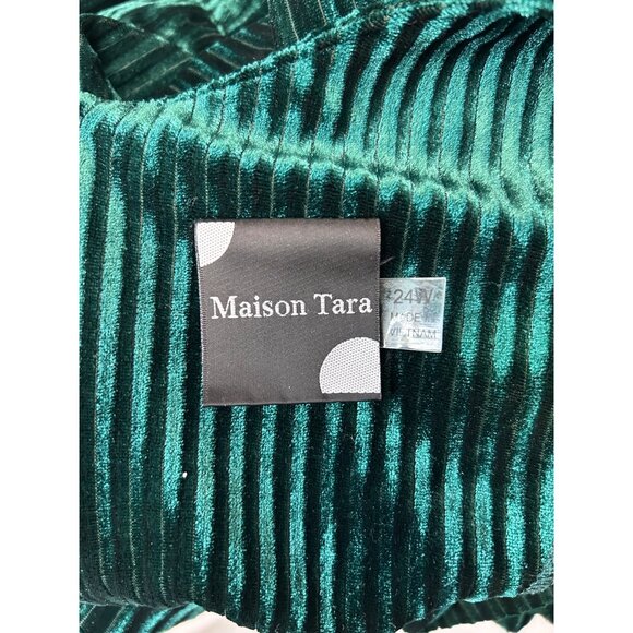 Maison Tara Womens Dress Velvet Pleated Wrap Midi Hunter Green Plus Size 24W - Picture 7 of 14